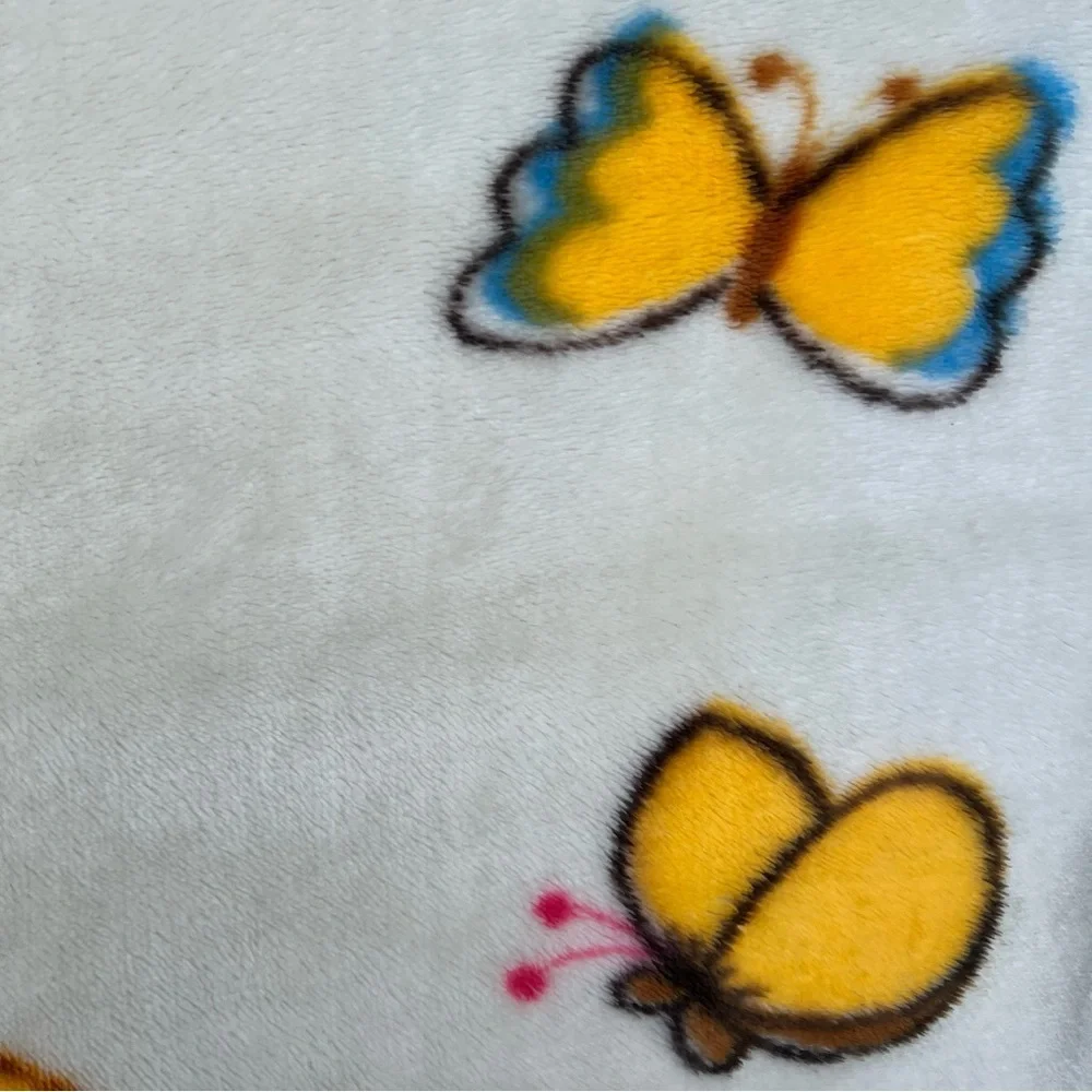 VTG Minky Baby Blanket Bear Puppy Balloons Butterflies Plush Kawaii Style 39x44